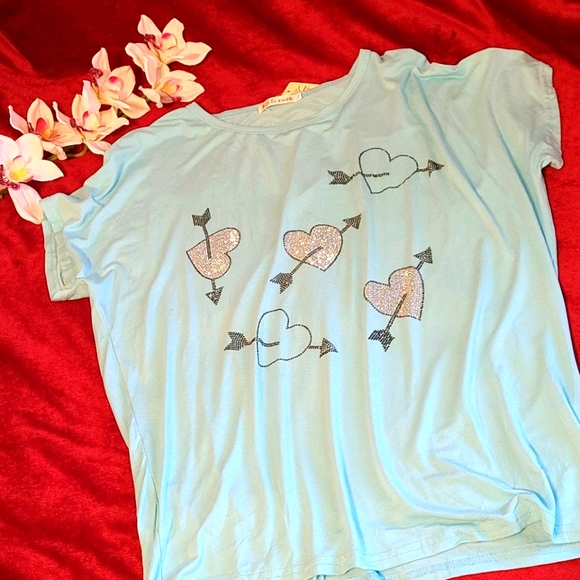 Sparkle hearts 💕 short sleeve top NWT - Picture 4 of 5